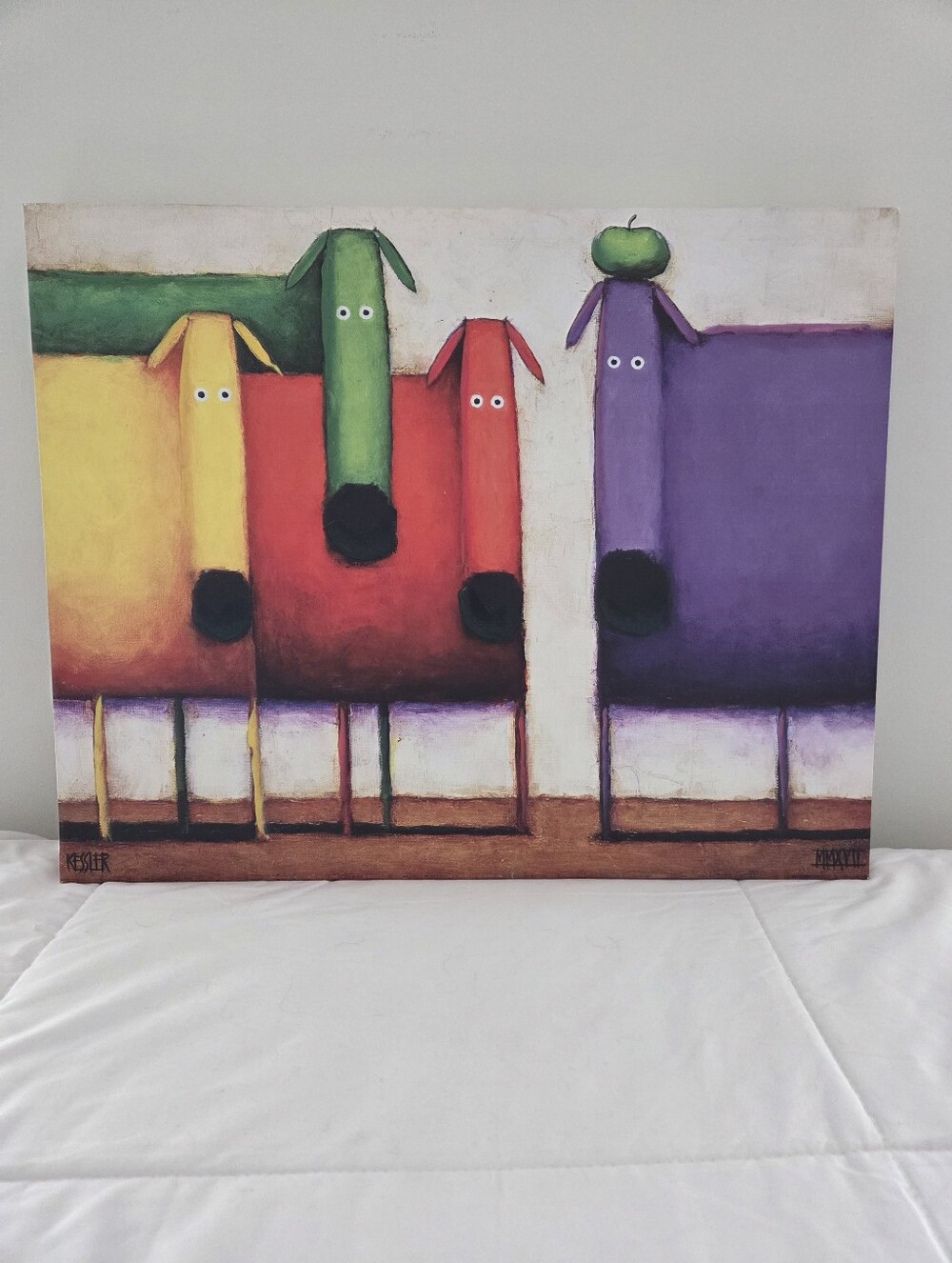 MULTICOLORED DOG WRAPPED CANVAS PAINTING
